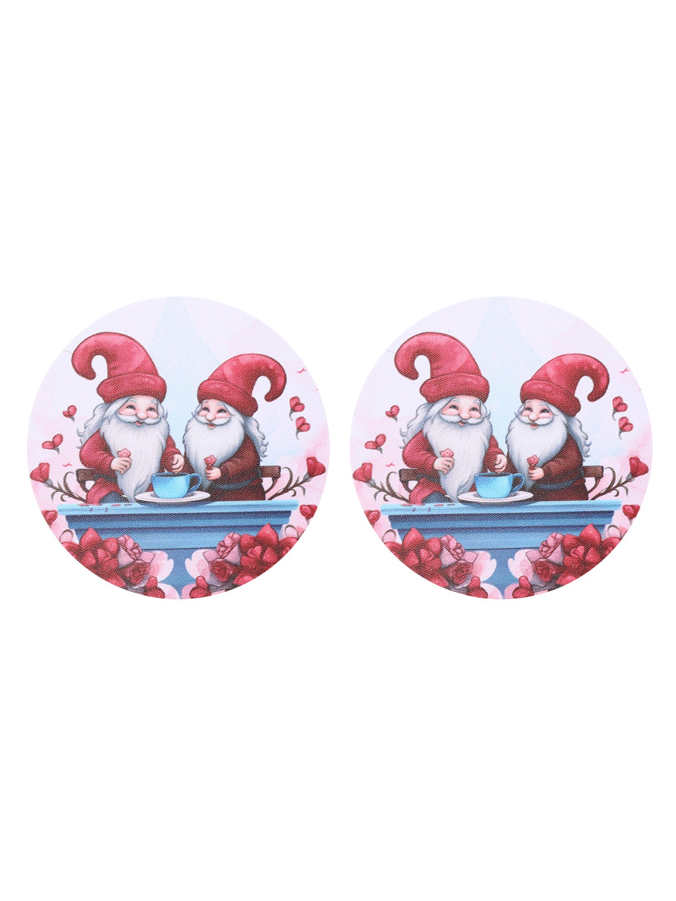 Wholesale Couple Love Heart Crane Santa Claus Skull Pattern Water Absorbent Round Leather Coaster